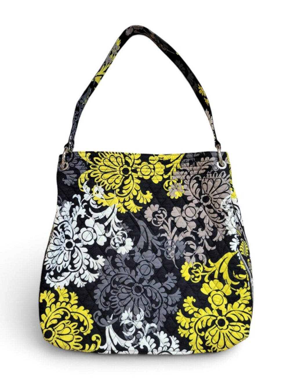 Vera Bradley Retired Baroque Holiday Tote Shoulder Bag in Black Gray Lemon Lime